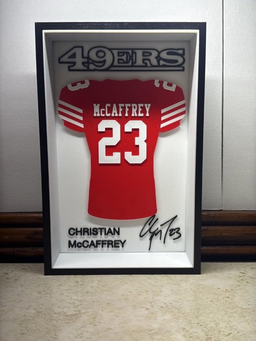 Christian McCaffrey 49ers #23 Red Shadowbox Display